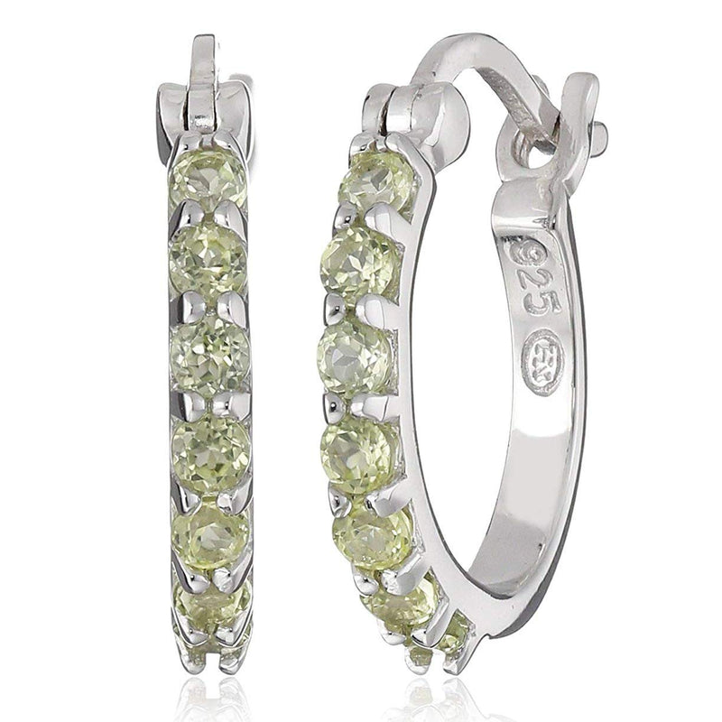 MORGAN & PAIGE Dainty 925 Sterling Silver Gemstone Birthstone Demi Fine Hoop Earrings