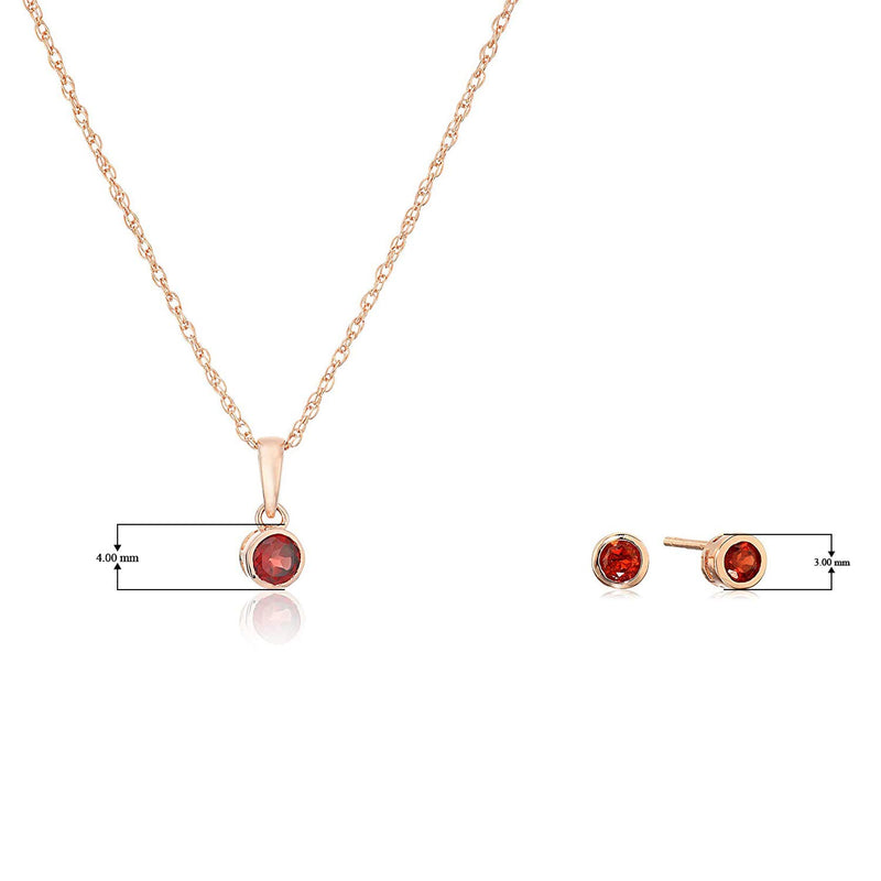 Dainty 925 Sterling Silver Gemstone Birthstone Petite Stud Earrings and 16" Pendant Necklace Jewelry Set