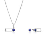 Dainty 925 Sterling Silver Gemstone Birthstone Petite Stud Earrings and 16" Pendant Necklace Jewelry Set