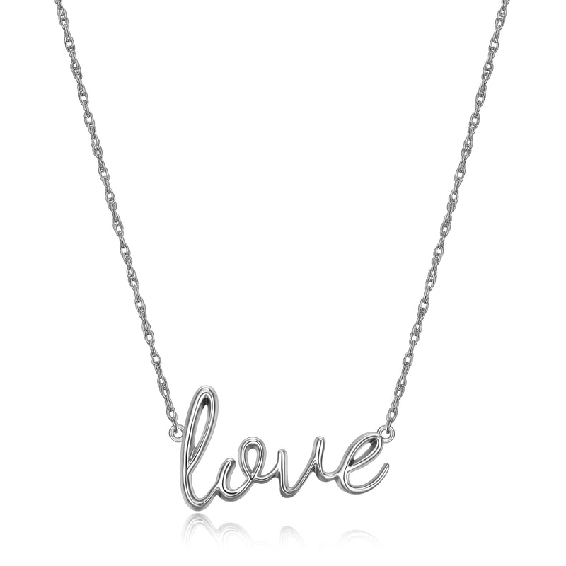 MORGAN & PAIGE .925 Sterling Silver Rhodium or 18K Yellow Gold Plated Statement Dainty Necklace for Women, Hypoallergenic Cursive Pendant Letter Necklaces for Women - 16in with 2in Extender Chain