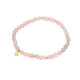 MORGAN & PAIGE Bronze 18k Yellow Gold Plated Genuine Gemstones Stretch Bracelet - Dainty Gold Beaded Bracelets for Women, 4mm Gemstone Beads, Adjustable 6.5 Inch Stretch Bracelets for Women