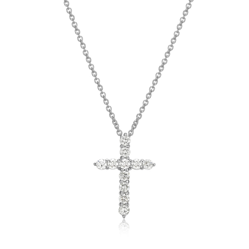 Sterling Silver Necklace Pendant with Lab-Created Diamonds, Hypoallergenic, 18-inch Chain, Elegant Gift Box Included