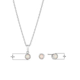 Dainty 925 Sterling Silver Gemstone Birthstone Petite Stud Earrings and 16" Pendant Necklace Jewelry Set