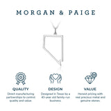 MORGAN & PAIGE .925 Sterling Silver Rhodium Plated US Home States Outline Map Pendant Necklaces for Women - Long Distance Friendship Dainty Hypoallergenic Sterling Silver Necklace for Women 18 inch