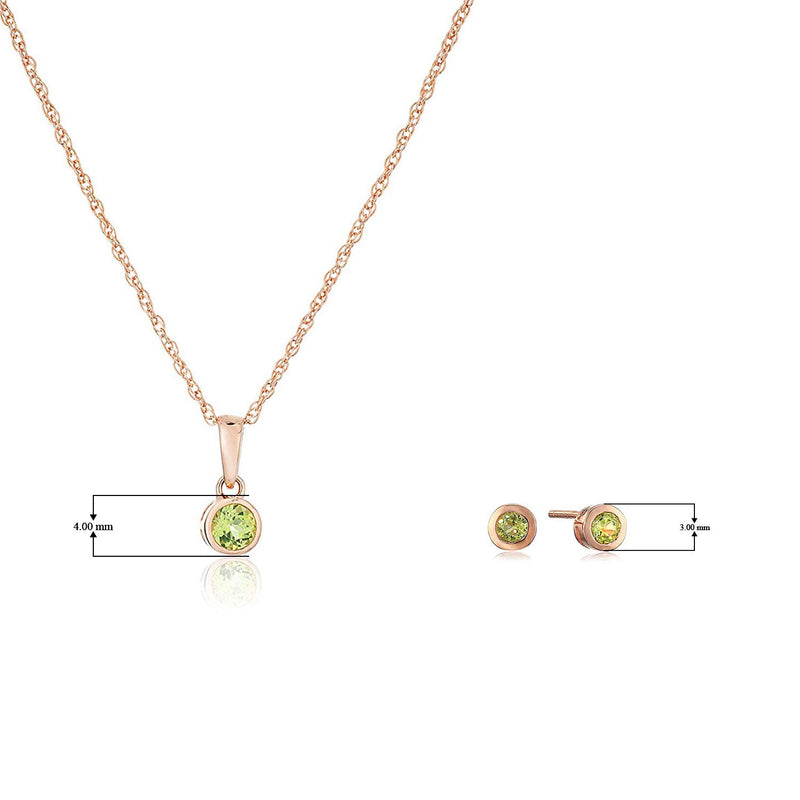 Dainty 925 Sterling Silver Gemstone Birthstone Petite Stud Earrings and 16" Pendant Necklace Jewelry Set