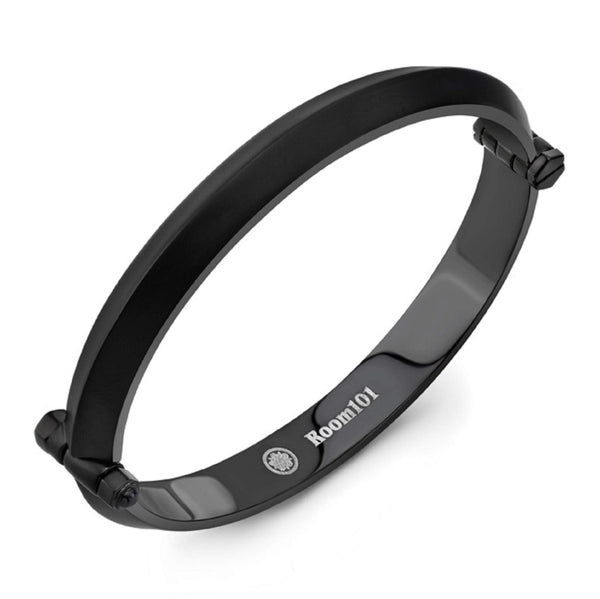 Room101 Stainless Steel with Black PVD 10mm Blade Matte Finish Mens Bangle Bracelet, 8"