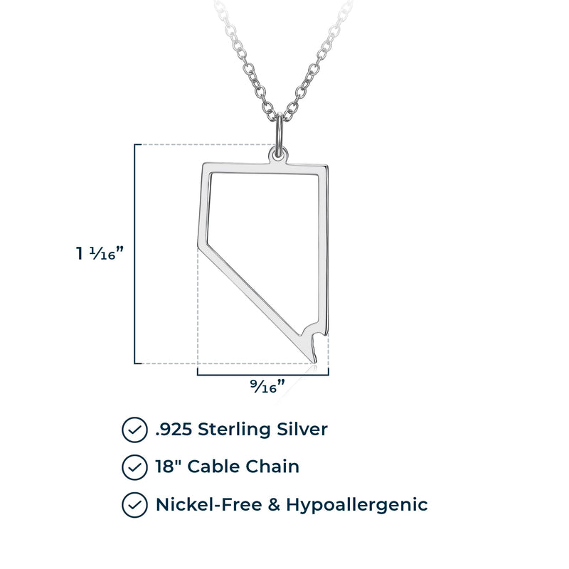 MORGAN & PAIGE .925 Sterling Silver Rhodium Plated US Home States Outline Map Pendant Necklaces for Women - Long Distance Friendship Dainty Hypoallergenic Sterling Silver Necklace for Women 18 inch