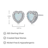 MORGAN & PAIGE Rhodium-Plated Sterling Silver Heart Stud Earrings for Women with Lab-Created White Sapphire Halo - Hypoallergenic and Nickel-Free, Choice of Birthstone Jewelry with Elegant