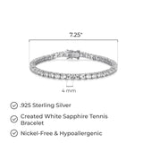 MORGAN & PAIGE .925 Sterling Silver Tennis Bracelet For Women - Genuine Natural or Created 4mm Gemstone Round Cut Birthstones, 7.25"