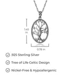 925 Sterling Silver Celtic Knot Openwork Tree of Life Earrings and Pendant Necklace