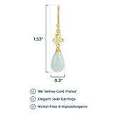 MORGAN & PAIGE .925 Sterling Silver 18K Gold Plated Teardrop Cut Genuine Green Jade Necklaces for Women or Jade Earrings for Women - Celtic Knot Drop Earrings and Wire Frame Pendant Necklace Jewelry