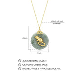 18K Gold-Plated Sterling Silver Chinese Zodiac Sign Pendant Necklace for Women - Hypoallergenic Jade Zodiac Year Pendant with 18-inch Chain - Genuine Green Jade Jewelry