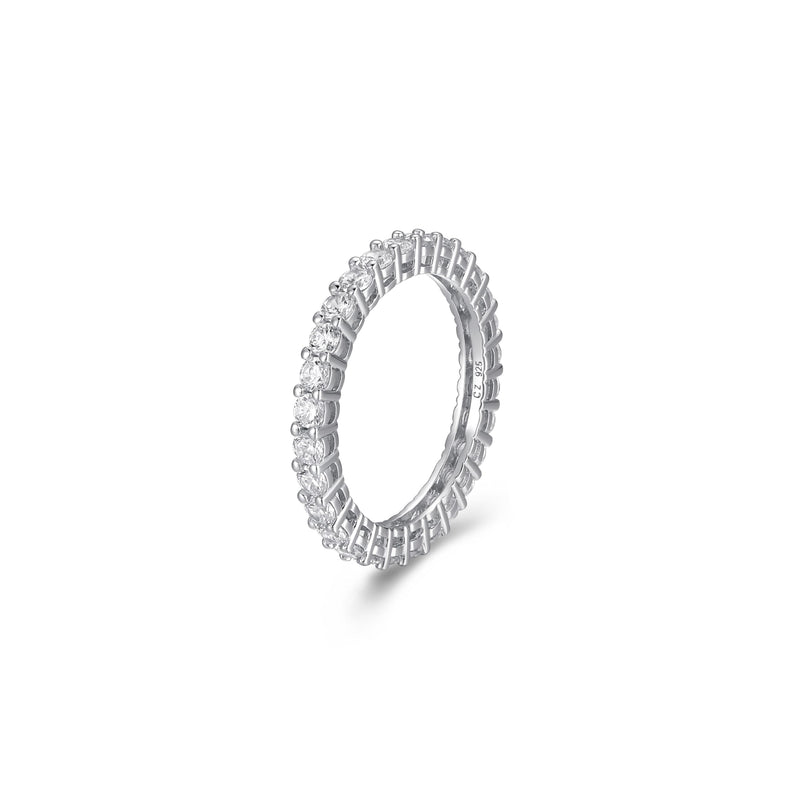 MORGAN & PAIGE Platinum Plated Sterling Silver Round Cubic Zirconia Eternity Band Ring (2.5mm)