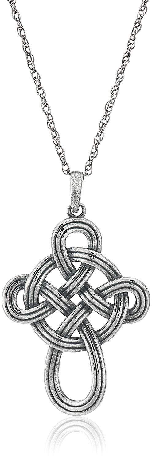 MORGAN & PAIGE .925 Sterling Silver Necklace Oxidized - Celtic Knot Cross, Shamrock Clover, Tinity Heart, Turtle, Angel and Mom Necklaces for Women, Dainty and Lightweight Intricate Design 18 inch