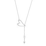 .925 Sterling Silver Lariat Style Y-Necklace with Cubic Zirconia-Accented