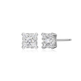 LUXLAB Diamond Stud Earrings Lab-Created Diamond in Rhodium-Plated Sterling Silver - 5/8 or 3/8 Carat Total Weight, Hypoallergenic Diamond Earrings Jewelry for Women