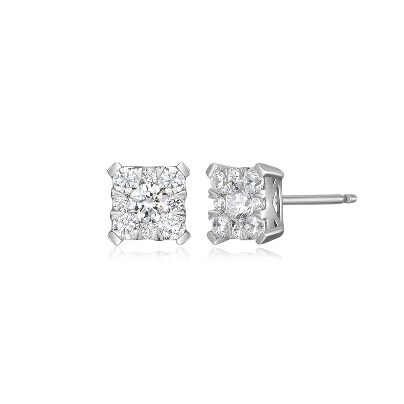 LUXLAB Diamond Stud Earrings Lab-Created Diamond in Rhodium-Plated Sterling Silver - 5/8 or 3/8 Carat Total Weight, Hypoallergenic Diamond Earrings Jewelry for Women