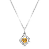 MORGAN & PAIGE Gemstone Lab-Created Birthstone Pendant Love Knot Necklace Featuring Rhodium-Plated Sterling Silver with Faceted Cable Chain, Love Knot Necklace, Birthstone Necklaces for Women