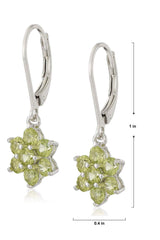 MORGAN & PAIGE .925 Sterling Silver Gemstone Birthstone Flower Cluster Leverback Dangle Drop Earrings for Women - Hypoallergenic Jewelry