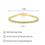 MORGAN & PAIGE 18k Yellow Gold Plated .925 Sterling Silver 3mm Tennis Bracelet for Women, 7.25" with Round Cut Birthstones