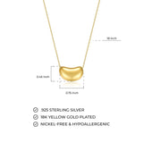 MORGAN & PAIGE .925 Sterling Silver Rhodium Plated, 14K Rose Gold or 18K Yellow Gold Necklaces for Women, Bean Shape Pendant Design Sterling Silver Necklace for Women, Classic Charm Jewelry 18 inch