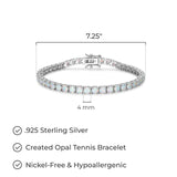 MORGAN & PAIGE .925 Sterling Silver Tennis Bracelet For Women - Genuine Natural or Created 4mm Gemstone Round Cut Birthstones, 7.25"