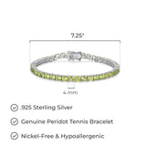 MORGAN & PAIGE .925 Sterling Silver Tennis Bracelet For Women - Genuine Natural or Created 4mm Gemstone Round Cut Birthstones, 7.25"