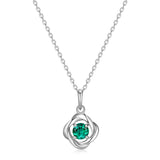 MORGAN & PAIGE Gemstone Lab-Created Birthstone Pendant Love Knot Necklace Featuring Rhodium-Plated Sterling Silver with Faceted Cable Chain, Love Knot Necklace, Birthstone Necklaces for Women