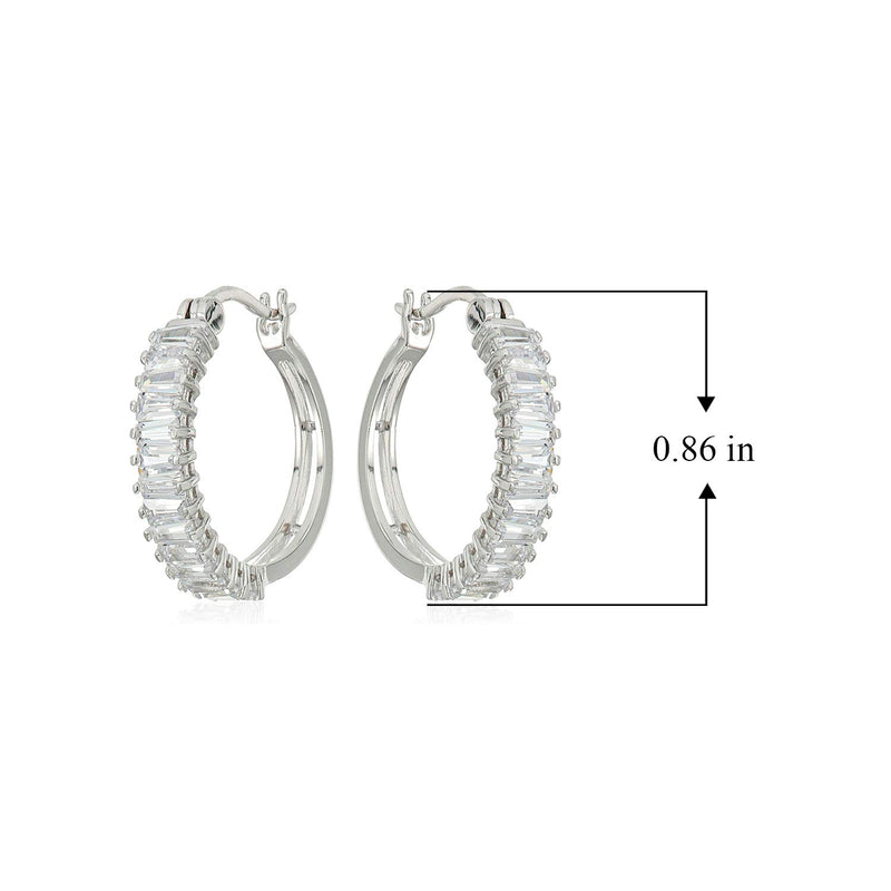 MORGAN & PAIGE Sterling Silver Trapezoidal Cubic Zirconia Hoop Earrings