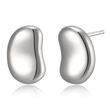 MORGAN & PAIGE Sterling Silver 12mm Bean Stud Earrings for Women, Choice of Plating, Rhodium / 18K Yellow Gold / 14K Rose Gold