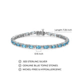 MORGAN & PAIGE .925 Sterling Silver Rhodium Plated Birthstone Tennis Bracelets for Women - Alternating Diamond and Oval Gemstone Bracelet, Secure Locking Clasp Birthday Gift Jewelry for Women 7.25"