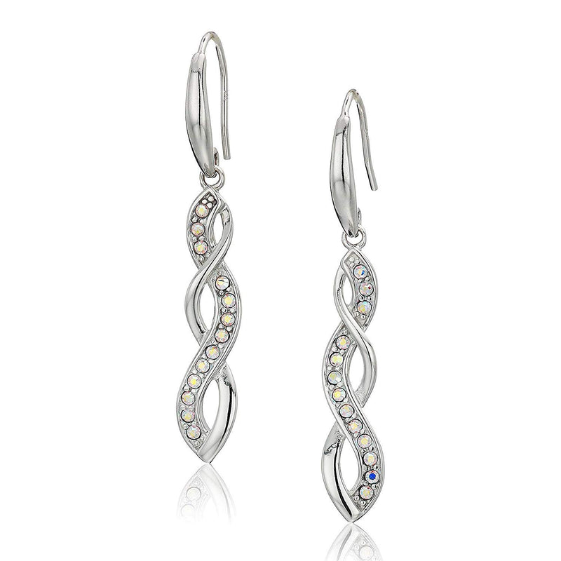 925 Sterling Silver Crystal Swirled Loop, Twisted and Crossover Drop Earrings or Hoop Earrings