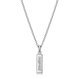 MORGAN & PAIGE .925 Sterling Silver Rhodium Plated Vertical Bar Sentiment Pendant Necklace - Lightweight Dainty Necklace for Women Sterling Silver Necklace, Jewelry Gifts 18" Rope Chain