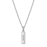 MORGAN & PAIGE .925 Sterling Silver Rhodium Plated Vertical Bar Sentiment Pendant Necklace - Lightweight Dainty Necklace for Women Sterling Silver Necklace, Jewelry Gifts 18" Rope Chain