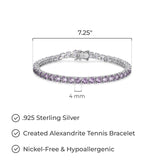 MORGAN & PAIGE .925 Sterling Silver Tennis Bracelet For Women - Genuine Natural or Created 4mm Gemstone Round Cut Birthstones, 7.25"