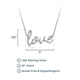 MORGAN & PAIGE .925 Sterling Silver Rhodium or 18K Yellow Gold Plated Statement Dainty Necklace for Women, Hypoallergenic Cursive Pendant Letter Necklaces for Women - 16in with 2in Extender Chain