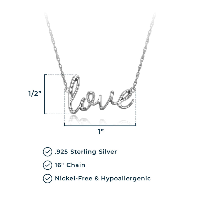 MORGAN & PAIGE .925 Sterling Silver Rhodium or 18K Yellow Gold Plated Statement Dainty Necklace for Women, Hypoallergenic Cursive Pendant Letter Necklaces for Women - 16in with 2in Extender Chain