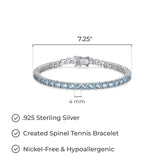 MORGAN & PAIGE .925 Sterling Silver Tennis Bracelet For Women - Genuine Natural or Created 4mm Gemstone Round Cut Birthstones, 7.25"