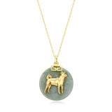 18K Gold-Plated Sterling Silver Chinese Zodiac Sign Pendant Necklace for Women - Hypoallergenic Jade Zodiac Year Pendant with 18-inch Chain - Genuine Green Jade Jewelry