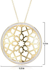 MORGAN & PAIGE 18k Yellow Gold Plated 925 Sterling Silver Two Tone Filigree Openwork Medallion Pendant Necklace, 18"