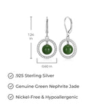 Genuine Green Jade Dangle Earrings – Rhodium-Plated Sterling Silver, Nephrite Jade, Hypoallergenic, Elegant Gift Box Included