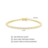 MORGAN & PAIGE 925 Sterling Silver Tennis Bracelet with Cubic Zirconia in Platinum, Yellow Gold, or Rose Gold Plated Finishes; Hypoallergenic Tarnish-Free, Silver Bracelet for Women,7.25 or 8 inch