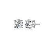 Rhodium Plated Sterling Silver Moissanite Stud Earrings for Women, Jewelry Gift Moissanite Earrings for Women, Elegant Gift Box Included