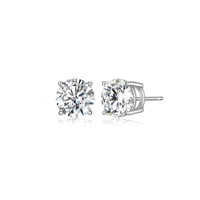 Rhodium Plated Sterling Silver Moissanite Stud Earrings for Women, Jewelry Gift Moissanite Earrings for Women, Elegant Gift Box Included