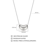 MORGAN & PAIGE .925 Sterling Silver Rhodium Plated, 14K Rose Gold or 18K Yellow Gold Necklaces for Women, Bean Shape Pendant Design Sterling Silver Necklace for Women, Classic Charm Jewelry 18 inch