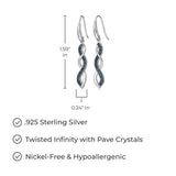 925 Sterling Silver Crystal Swirled Loop, Twisted and Crossover Drop Earrings or Hoop Earrings