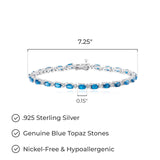 MORGAN & PAIGE .925 Sterling Silver Rhodium Plated Birthstone Tennis Bracelets for Women - Alternating Diamond and Oval Gemstone Bracelet, Secure Locking Clasp Birthday Gift Jewelry for Women 7.25"