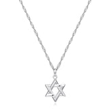 MORGAN & PAIGE .925 Sterling Silver Rhodium or 18K Yellow Gold Plated Star of David Necklace - Lightweight Pendant Necklace Silver Star Necklace, Dainty Necklace for Women, Jewish Gifts 18" Chain