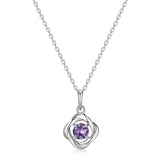 MORGAN & PAIGE Gemstone Lab-Created Birthstone Pendant Love Knot Necklace Featuring Rhodium-Plated Sterling Silver with Faceted Cable Chain, Love Knot Necklace, Birthstone Necklaces for Women