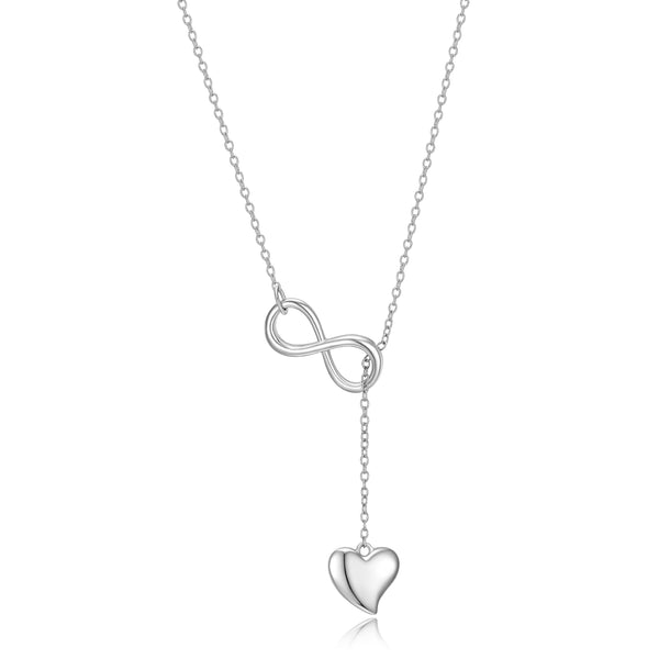 .925 Sterling Silver Lariat Style Y-Necklace with Cubic Zirconia-Accented